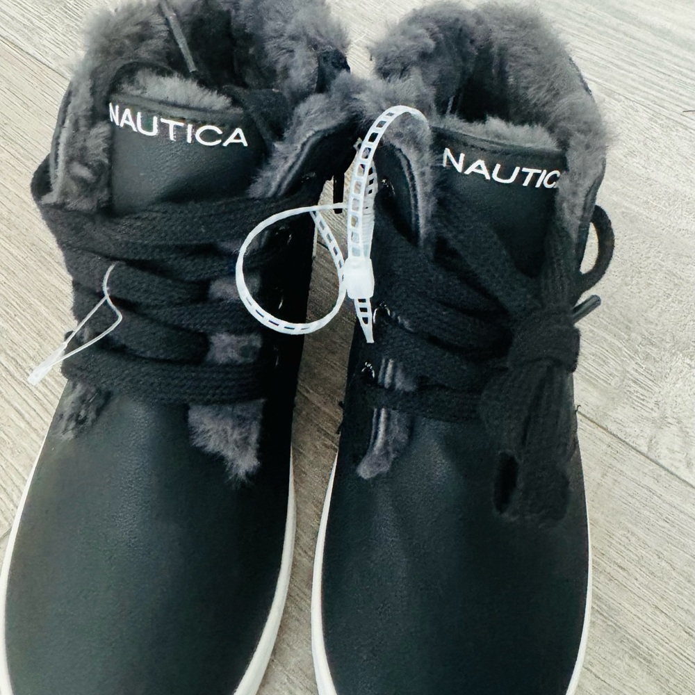 Nautica Black Fur-Lined Sneakers